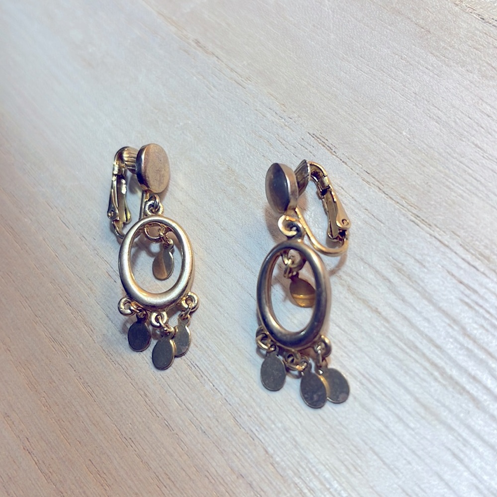 ✨Vintage gold plated triangular pendant, earrings with gold charms, thick chain - Picture 7 of 7